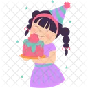 Girl And Birthday Cake Cake Dessert Icon