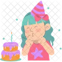 Girl Blowing Out Birthday Candles Candles Decoration Icon