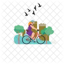 Girl Cycling  Icon