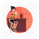 Girl Drinking Coffee  Icon