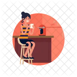 Girl Drinking Coffee  Icon