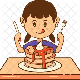 Girl Eating Pancake  Icon