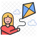 Girl Flying Kite  Icon