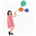 Girl Holding Balloons Icon
