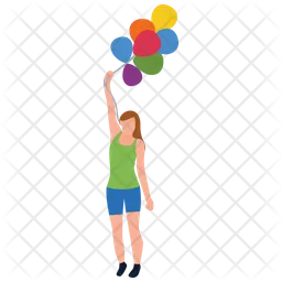 Girl Holding Balloons  Icon