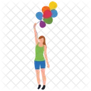 Girl Holding Balloons Icon