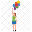 Girl Holding Balloons  Icon