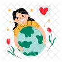 Girl holding earth  Icon