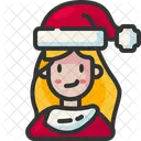 Girl Santa Hat Caucasian Icon