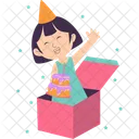 Girl In Birthday Present Gift Present Icon