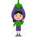 Girl kids aubergine character  Icon