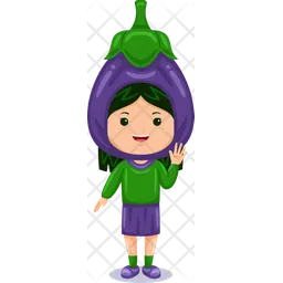 Girl kids aubergine character  Icon
