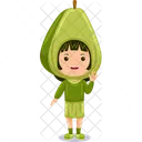 Girl kids avocado character  Icon