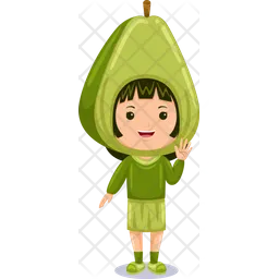 Girl kids avocado character  Icon