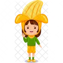 Girl kids banana character  Icon