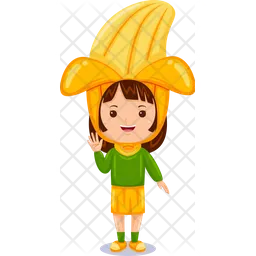 Girl kids banana character  Icon