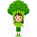 Girl kids broccoli character  Icon
