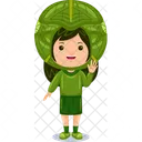 Girl kids cabbage character  Icon