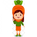 Girl kids carrot character  Icon