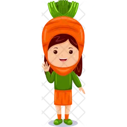 Girl kids carrot character  Icon