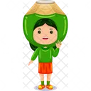 Girl kids coconut character  Icon