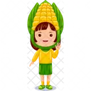 Girl kids corn character  Icon