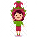 Girl kids dragon fruit character  Icon