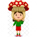 Girl kids mushroom character  Icon