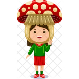 Girl kids mushroom character  Icon