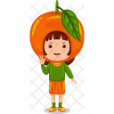Girl kids orange character  Icon