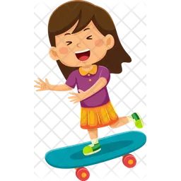 Girl Kids Playing Skateboard  Icon