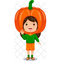 Girl kids pumpkin character  Icon