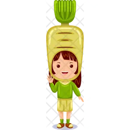 Girl kids radish character  Icon