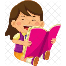 Girl Kids Reading Book  Icon