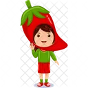 Girl kids red chili character  Icon
