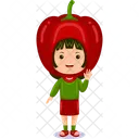 Girl kids red pepper character  Icon