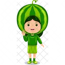 Girl kids watermelon character  Icon