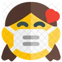 Girl Love Emoji With Face Mask Emoji Icon