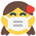 Girl Love Emoji With Face Mask Emoji Icon