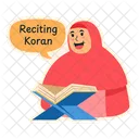 Girl Reciting Koran Islam Moslem Icon