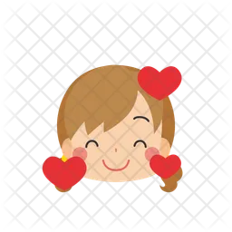 Girl Smiling with Hearts  Icon