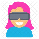 Girl use Virtual reality headset  Icon