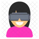 Girl use Virtual reality headset  Icon