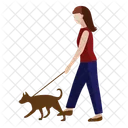 Girl Walk With Dog Leisure Lovely Icon