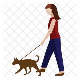 Girl Walk With Dog  Icon