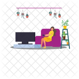 Girl Watching Tv  Icon