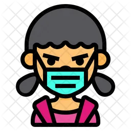Girl Wear Medical Mask  Icon