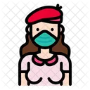 Woman Wear Medical Mask Woman Female Icône