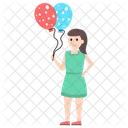 Girl With Balloon Balloon Game Girl Playing Icon