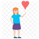 Girl With Balloon Balloon Game Girl Playing Icon